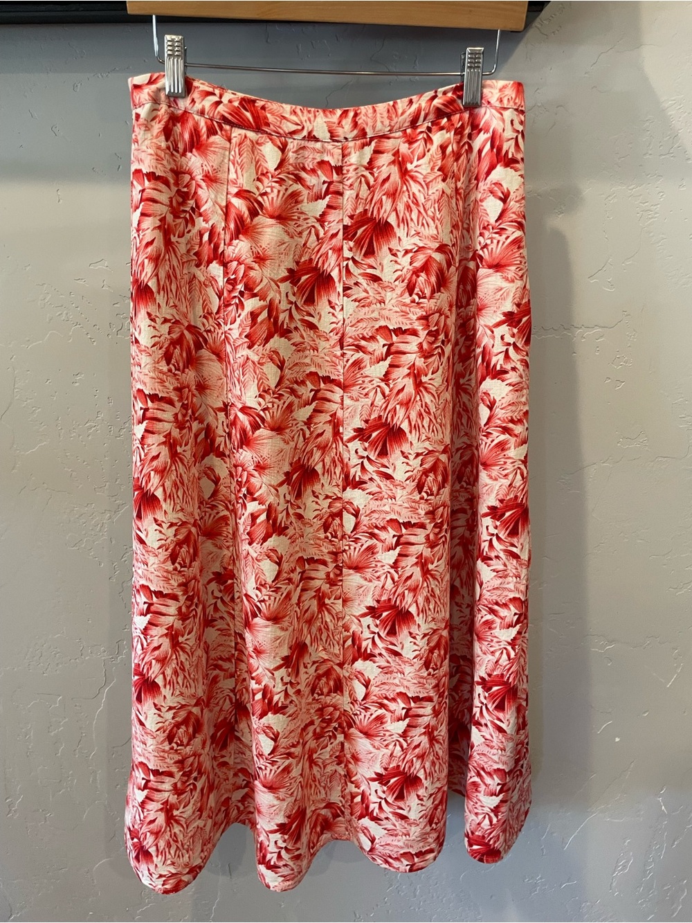 NWT linen blend Red tropical Floral A-Line Maxi Skirt 4 - Picture 7 of 7